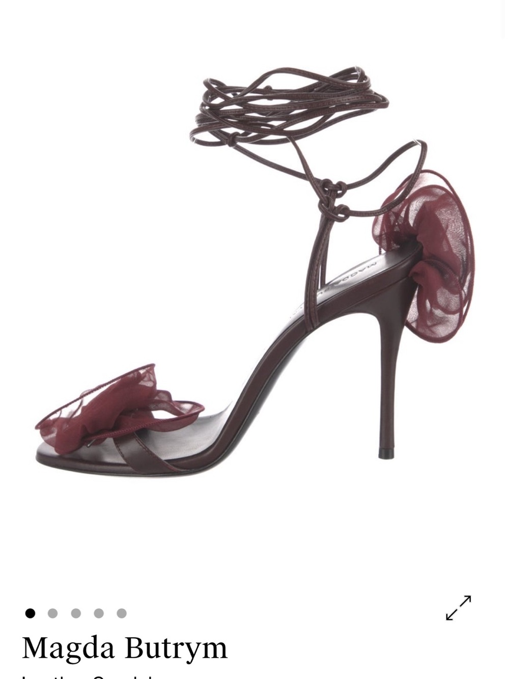 Magda Butrym Wine Red Floral Lace-Up Stiletto Sandals EU 38